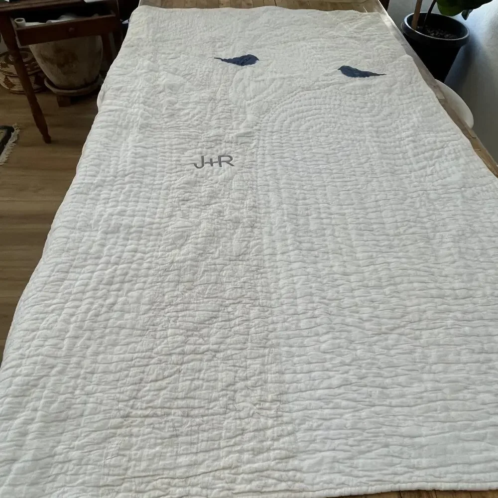 Cotton Quilted Bedspread J+R Tree Embroidery Patchwork 70